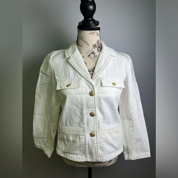 J.Crew Denim blazer-jacket in white NWT Size 0 - Picture 2 of 11